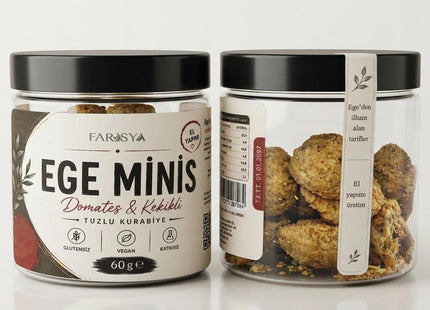 FARİSYA Ege Minis Glutensiz Tuzlu Kurabiye Domates & Kekikli Vegan Atıştırmalık 60 g