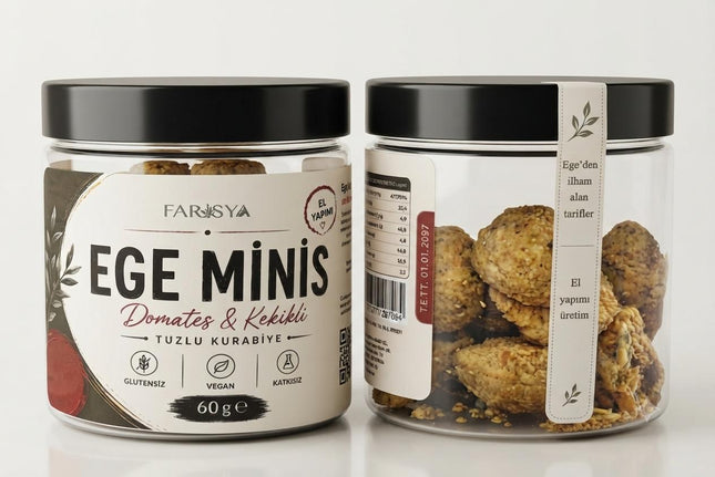 FARİSYA Ege Minis Glutensiz Tuzlu Kurabiye Domates & Kekikli Vegan Atıştırmalık 60 g